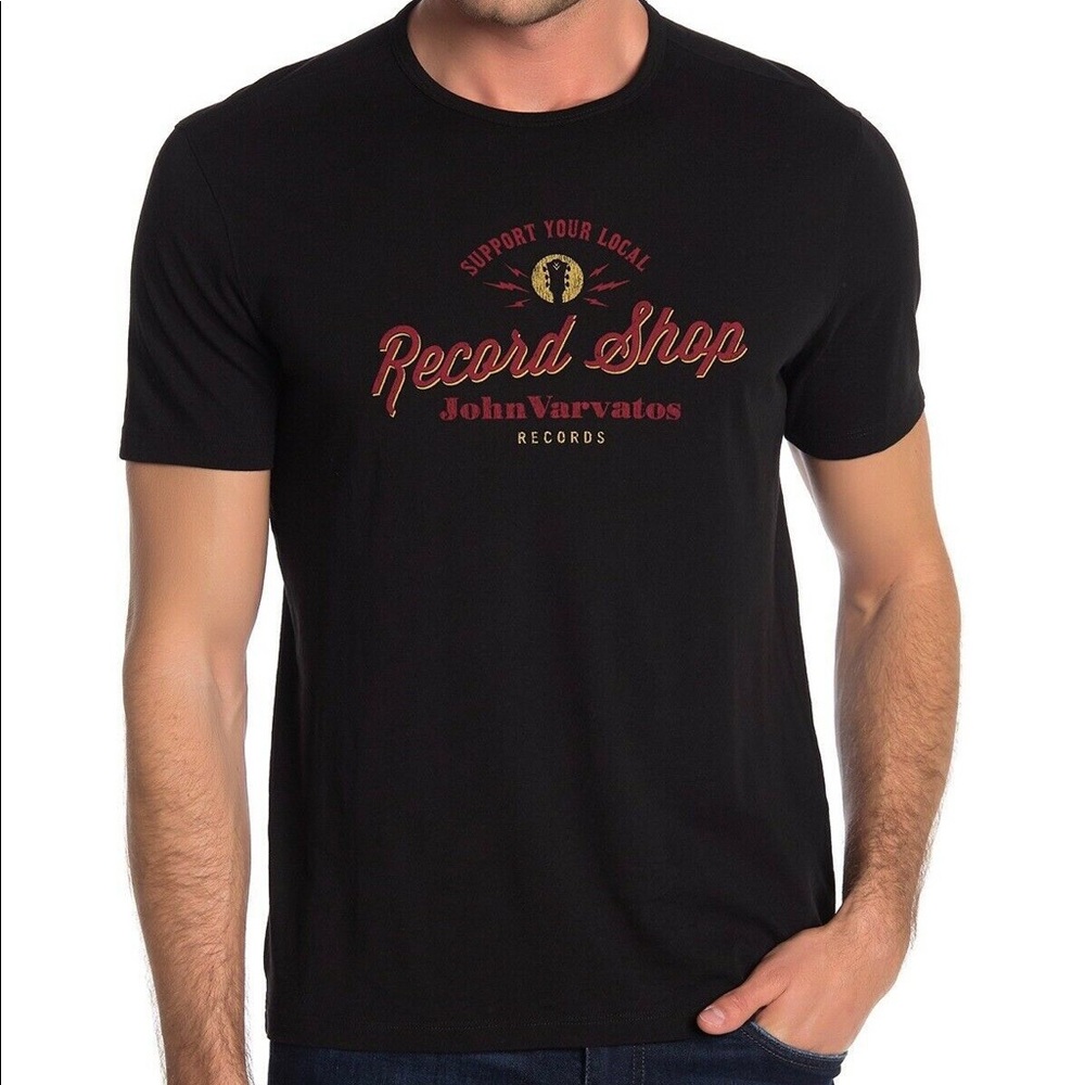 John Varvatos Men's Record Shop Black T-Shirt XL